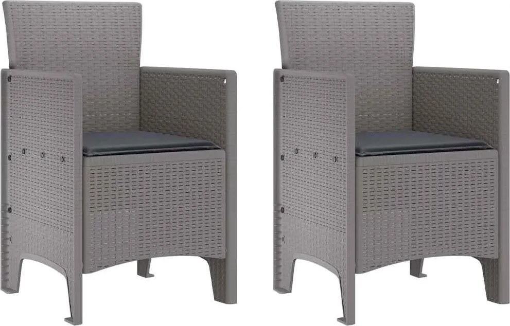 vidaXL Kerti Szék 2 pcs Világosszürke 53 x 49 x 85 cm Polipropilén