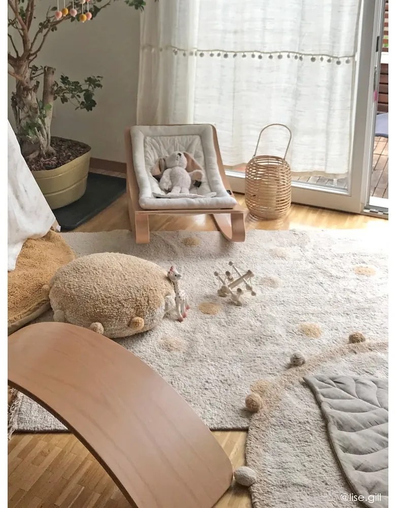 Okkersárga-krémszínű mosható kézi szövésű pamut gyerek szőnyeg 120x160 cm Hippy Dots Honey – Lorena Canals