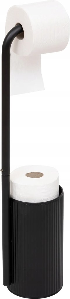 Ardoise WC-papír tartó állvány, fekete, szabadon álló, dekoratív tárolóval