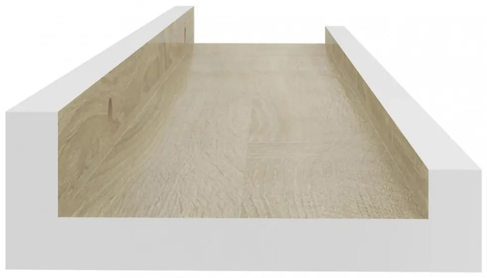 2 db fehér és sonoma tölgy színű fali polc 40 x 9 x 3 cm