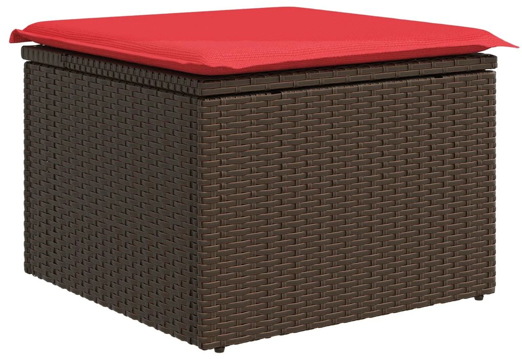 vidaXL barna polyrattan kerti ülőke párnával 55 x 55 x 37 cm