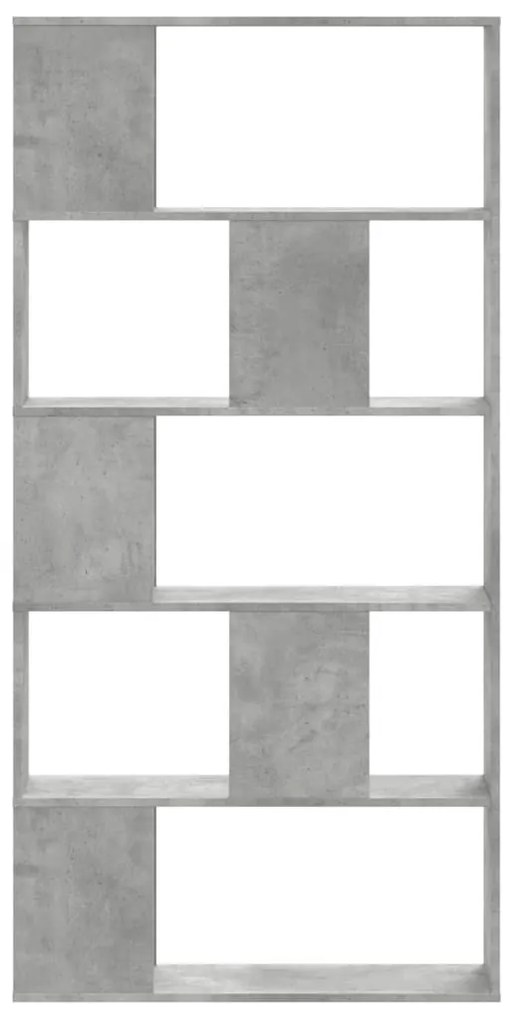 5 szintes betonszürke szerelt fa könyvespolc 80,5x23,5x162,5 cm