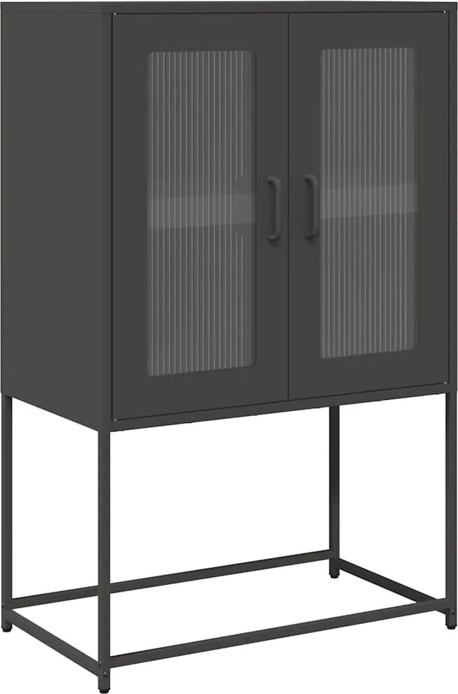 vidaXL Magastábla Fekete 68x39x107 cm Acél