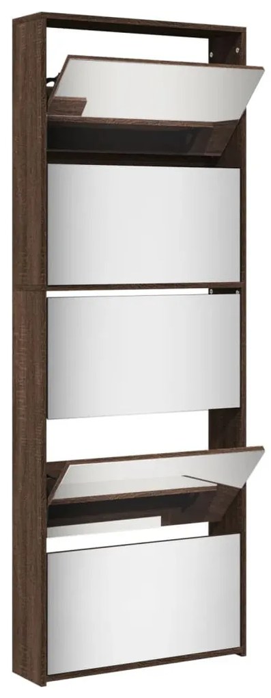 barna tölgy 5 szintes cipőszekrény tükörrel 63 x 17 x 169,5 cm