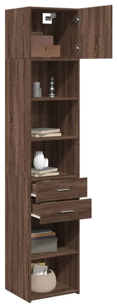 vidaXL barna tölgy szerelt fa vékony tárolószekrény 45 x 42,5 x 225 cm