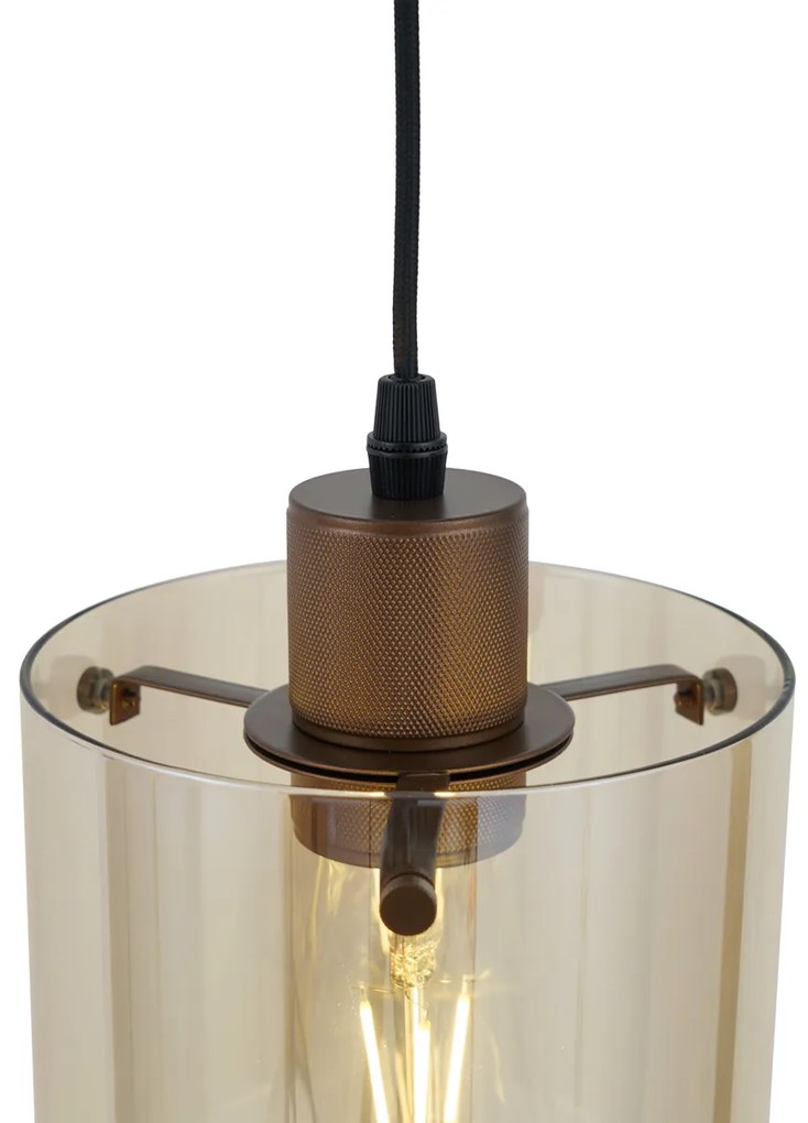 Modern spotlámpa sötét bronz színben borostyán üveggel 1 fázisú sínrendszerhez - Iconic Dome