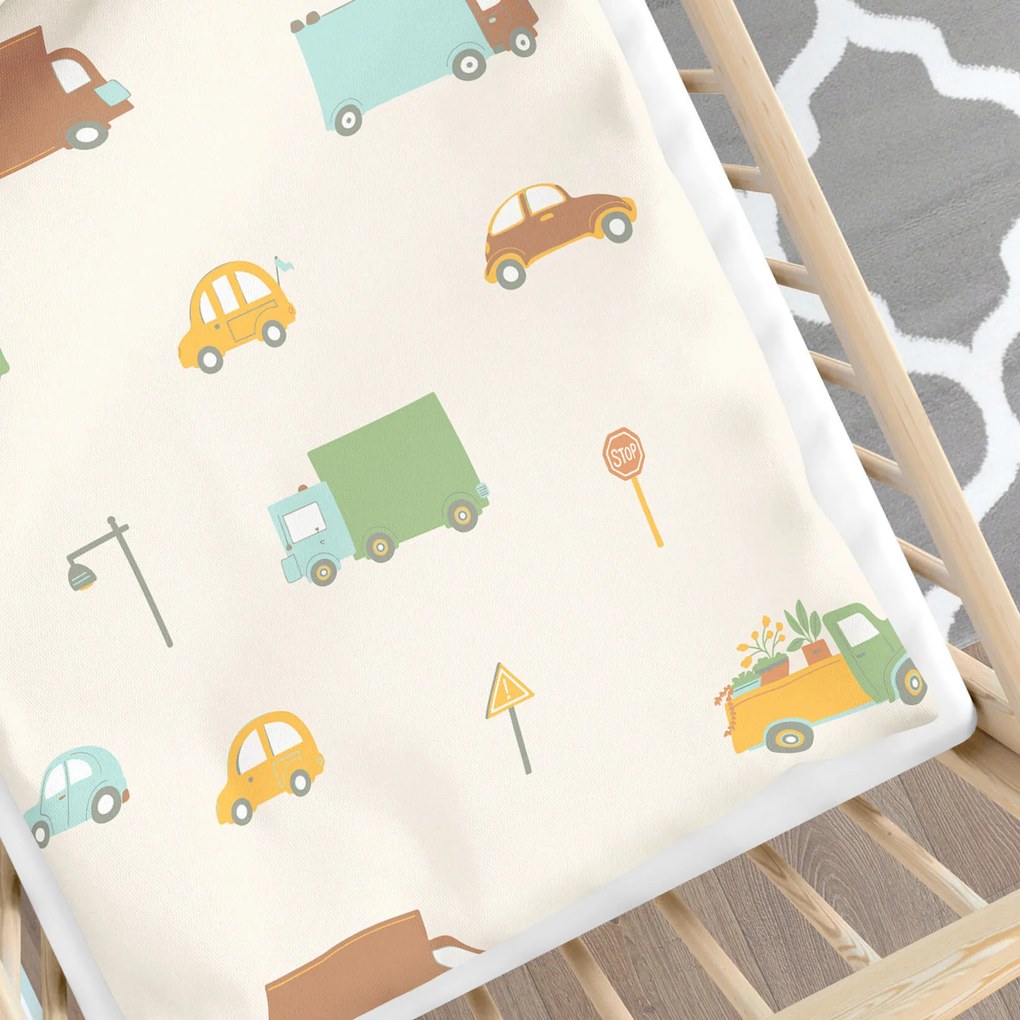 Goldea gyermek pamut ágyneműhuzat kiságyba - az autók világa 100 x 135 és 40 x 60 cm