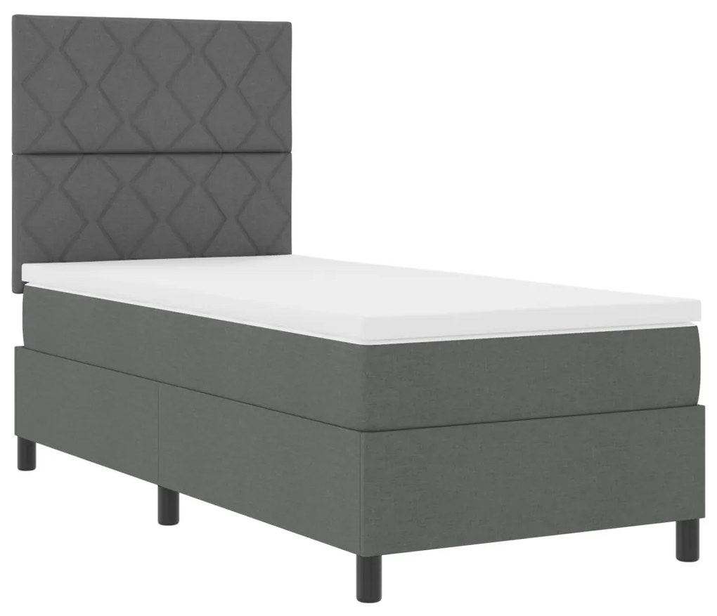 Boxspring ágy matraccal, sötétszürke, 90x200 cm, szövet