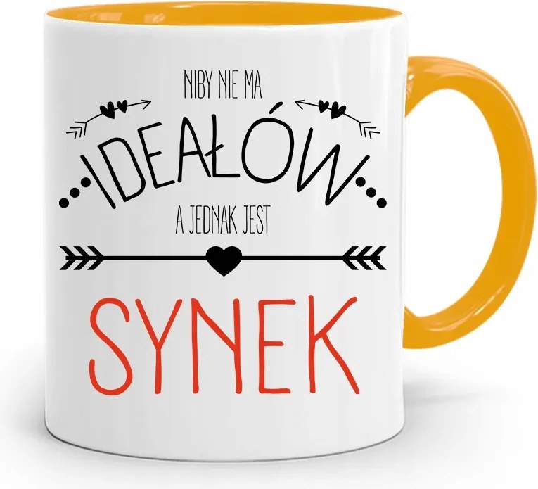 Sárga Bögre Ajándék Fiúnak Nincsenek Tökéletesek fényképes nyomtatással