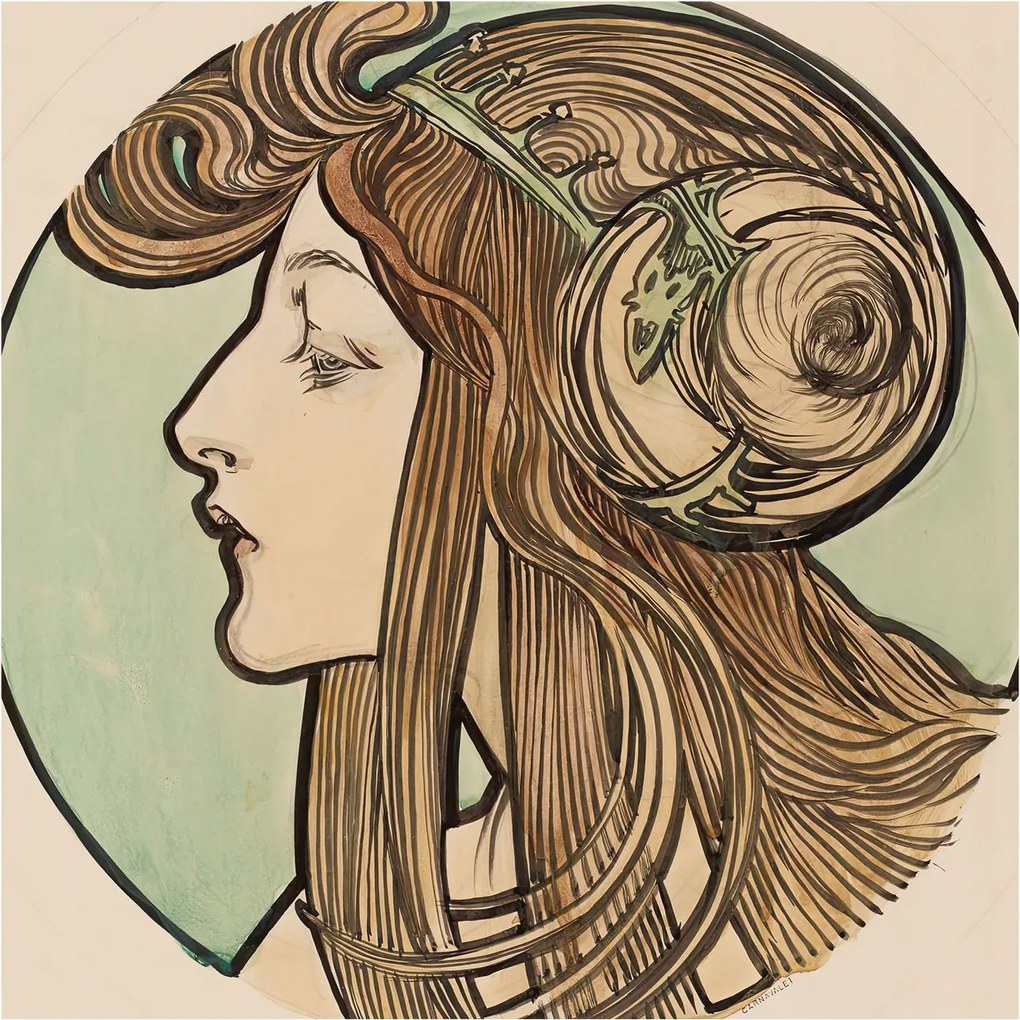 Flizelina fotótapéta Nappaliba és Hálószobába Szecessziós portré 250x250