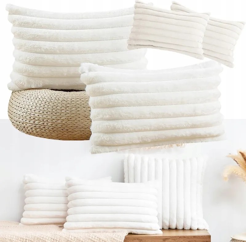 Dekoratív Párnahuzatok Kanapéra/Ágyra/Autóba – 2 darabos csomag, Krémes Fehér, Puha tapintású