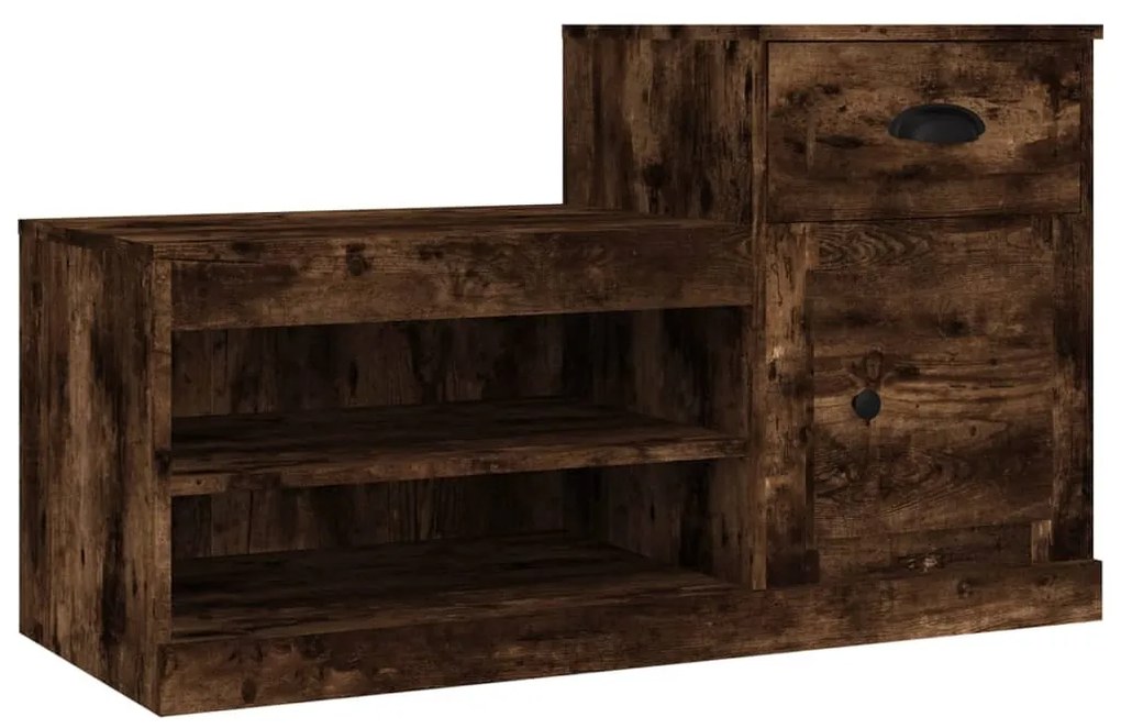 füstös tölgy színű szerelt fa cipősszekrény 100x42x60 cm