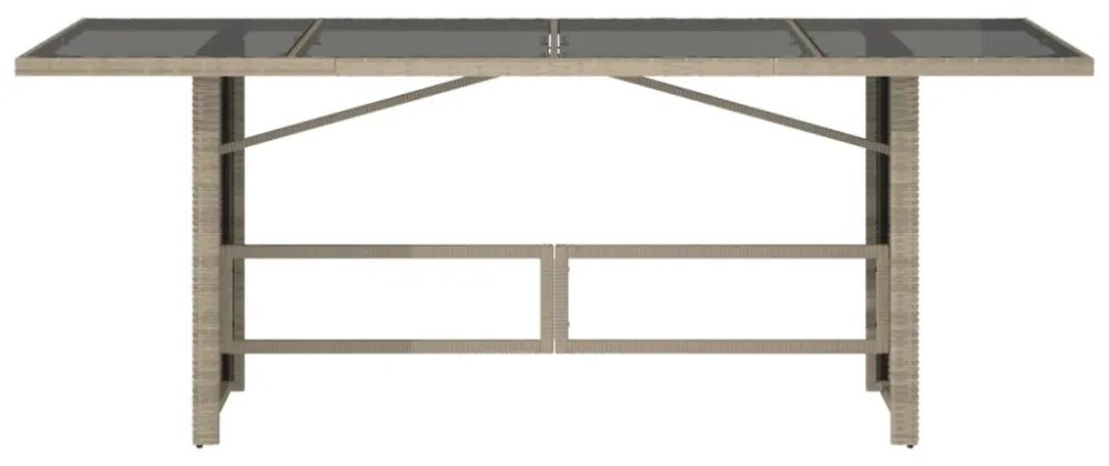 szürke polyrattan üveglapos kerti asztal 190x80x74 cm