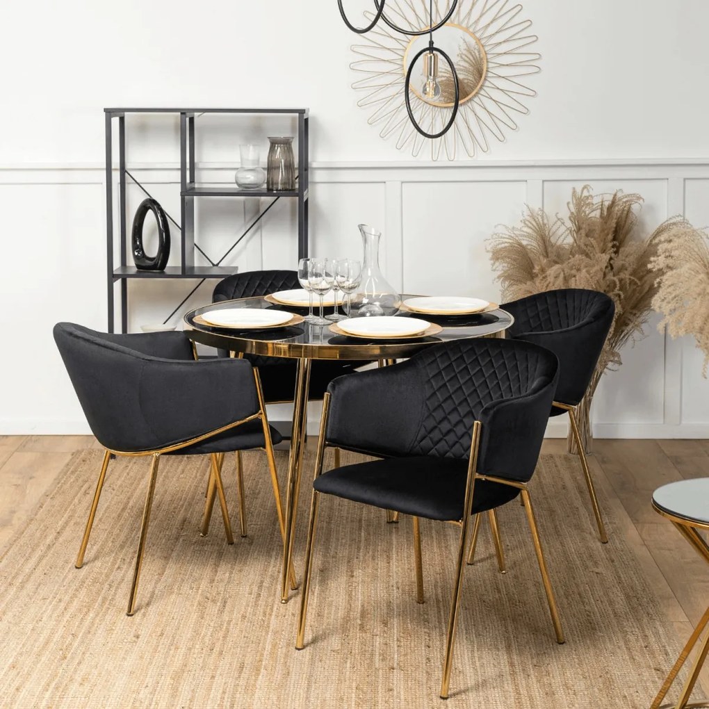 Étkezőgarnitúra 4 db. Fekete Innes székkel. Asztal: TINGA 100 cm