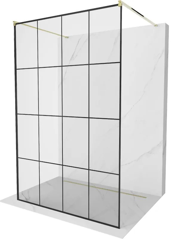 Mexen, Mexen Kioto zuhanykabin fala 150 x 200 cm, átlátszó/fekete minta 8 mm, arany - 800-150-002-50-77