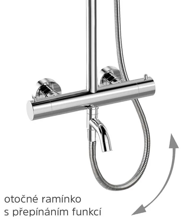 Mereo Mereo, termosztatikus fali kádcsaptelep tömlővel, kézi és tányéros négyzetzuhany vékony 200x200mm, MER-CB60101TSD