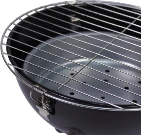 Mini faszenes grill vízforralóval  kerek hordozható fekete