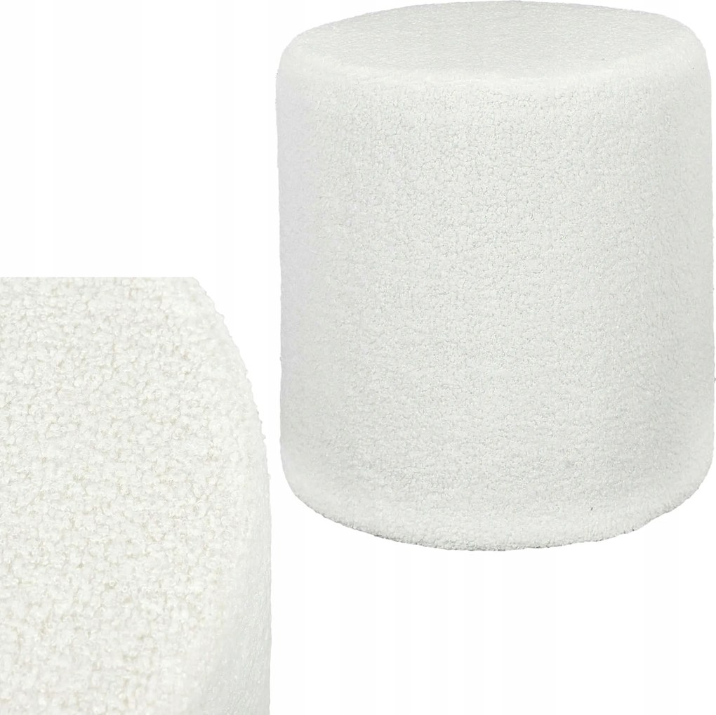 Kerek puff Pufa Moon boucle fehér Bukla lábtartó ülés Loft Boho