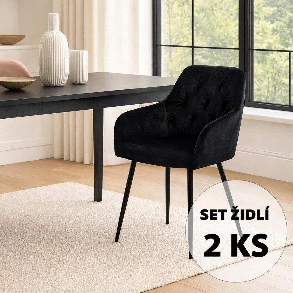 AVENBERG LOREN Étkezőszék szett - 2 db, fekete