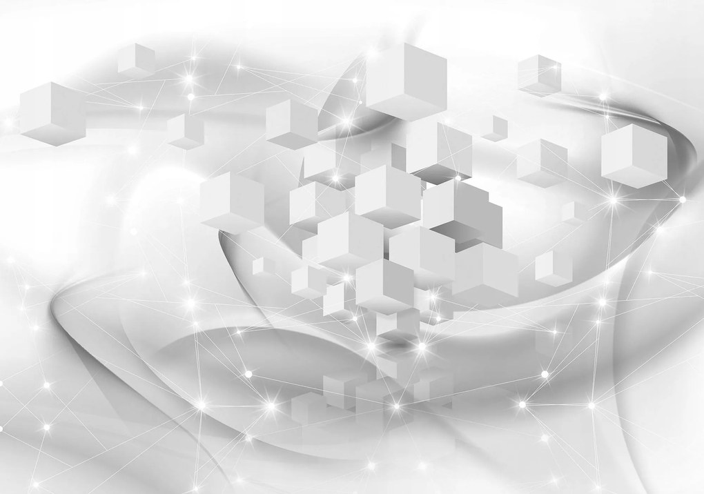 3D fotótapéta Kockák Absztrakt Fehér-szürke 416x290 perspektíva +ragasztó