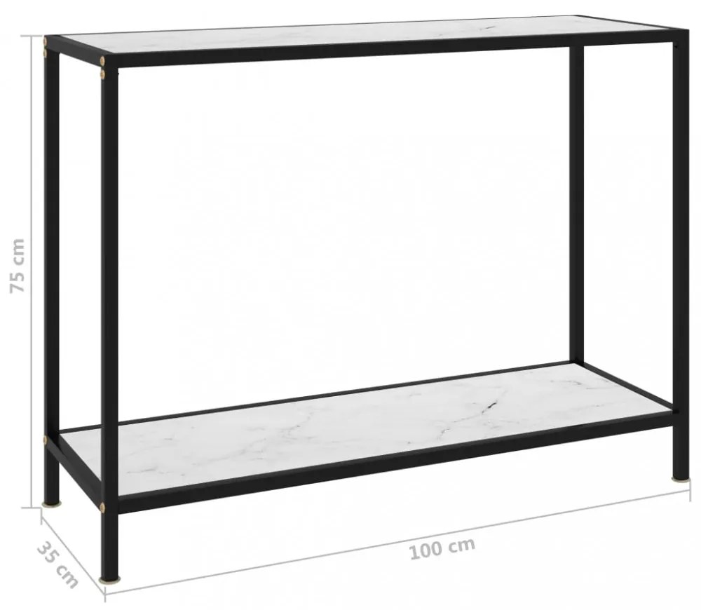 fehér edzett üveg tálalóasztal 100 x 35 x 75 cm