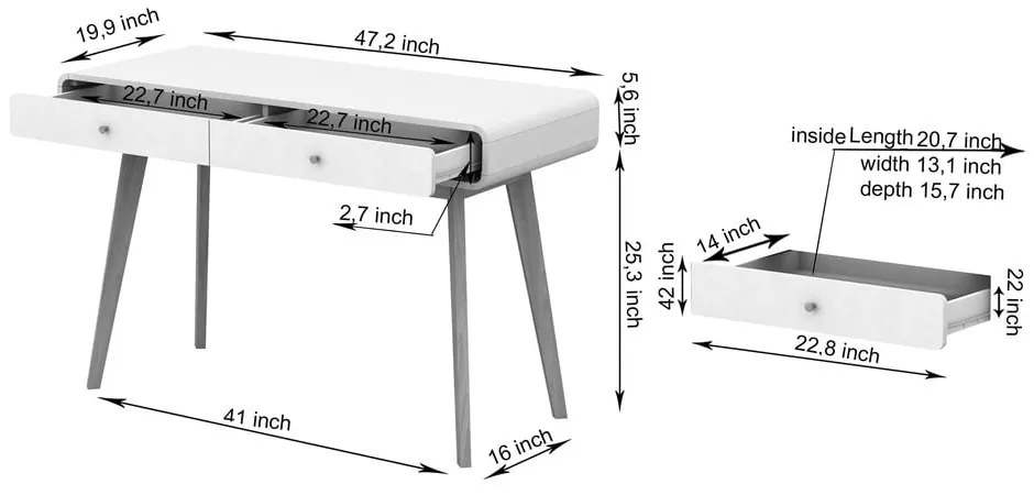 Íróasztal 50x120 cm Cassie – Støraa