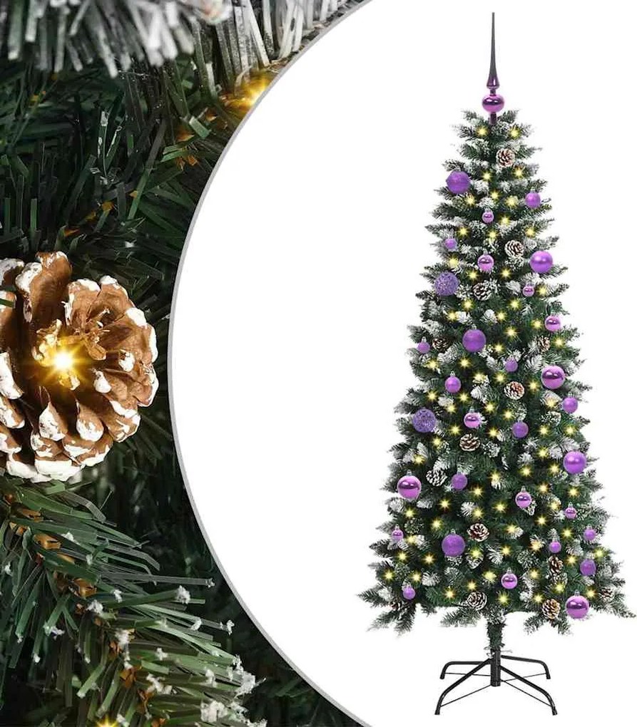 vidaXL Mű karácsonyfa 150 LED-del Zöld 150 cm PVC és Műanyag és Acél