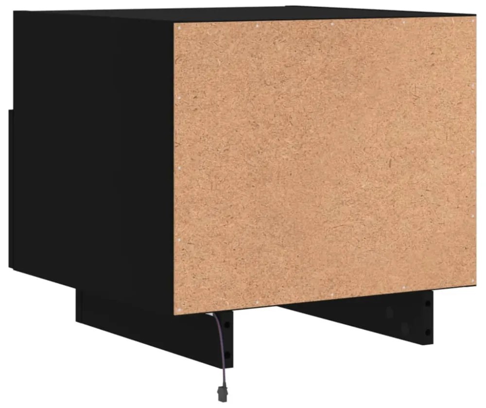 2 db fekete éjjeliszekrény LED-világítással 40 x 39 x 37 cm