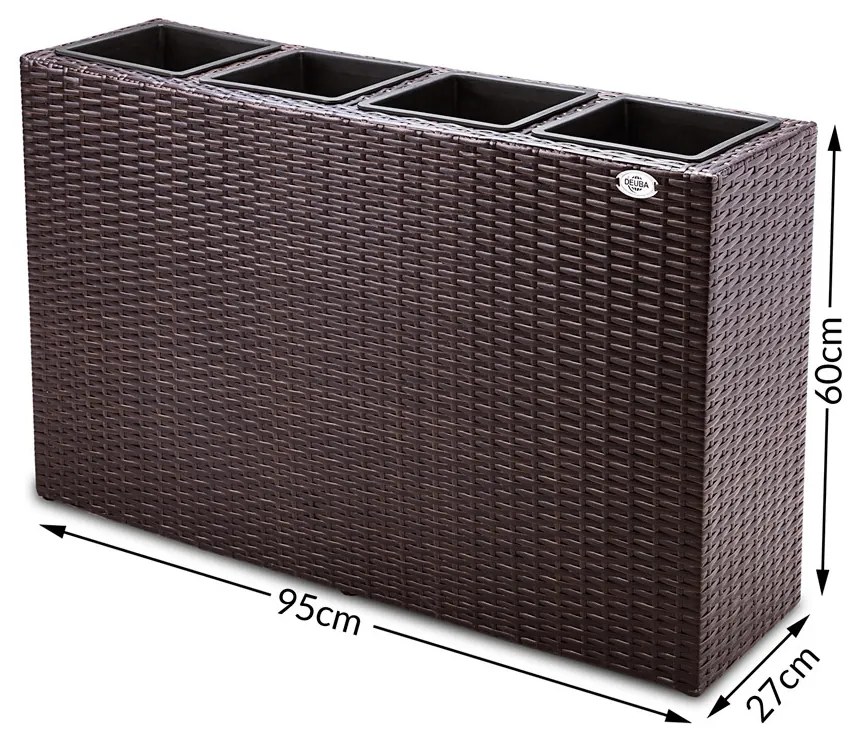 Casaria® Virágtartó 95x27x60 cm barna - 4 edény