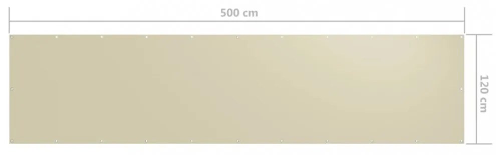krémszínű oxford-szövet erkélynapellenző 120 x 500 cm