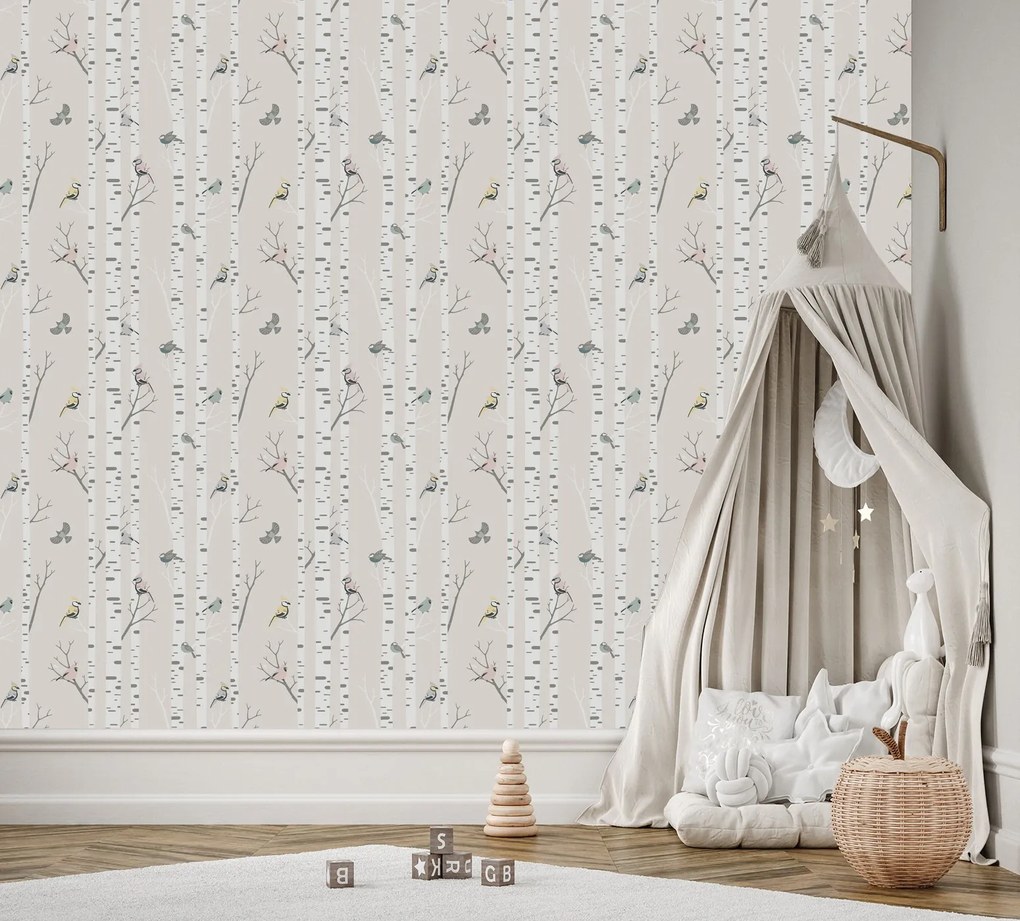 Gario Fotótapéta Scandi nyírfa Anyag: Vlies, Méret: 400 x 280 cm