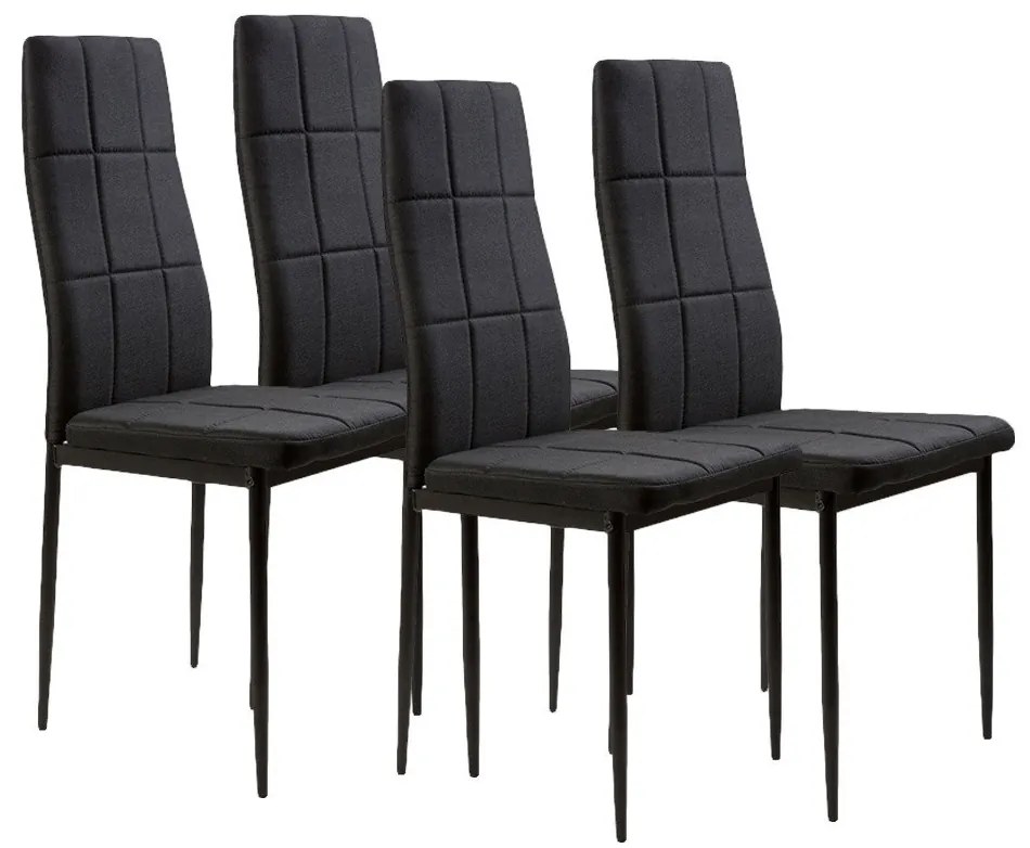4 db-os magas háttámlájú fekete szövet étkezőszék