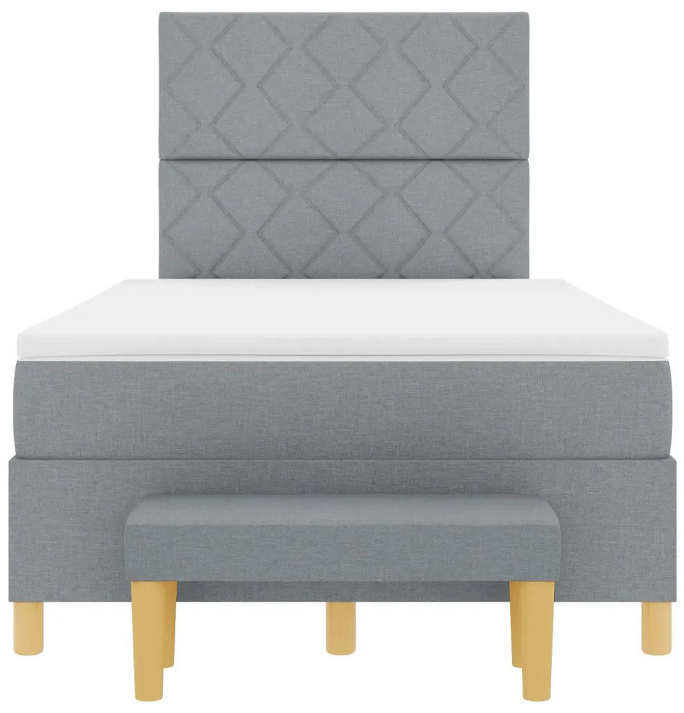 Box Spring Ágy matraccal és paddal Világosszürke 120x190 cm Szövet