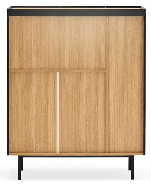 Fekete magas komód tölgyfa dekorral 95x120 cm Arista – Teulat