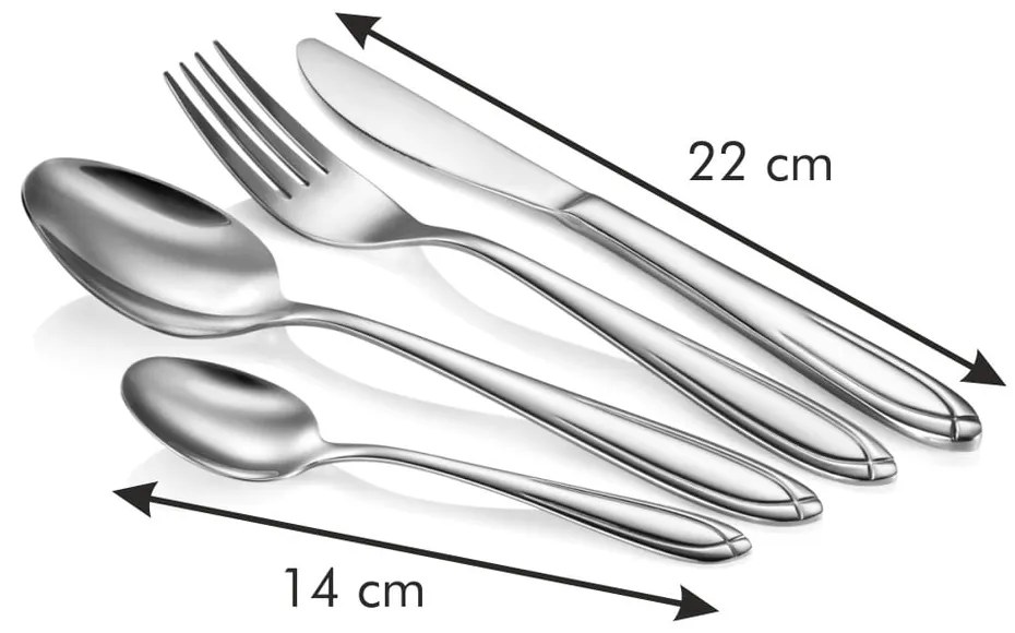 Ezüstszínű rozsdamentes acél evőeszköz készlet 24 db-os Scarlett – Tescoma