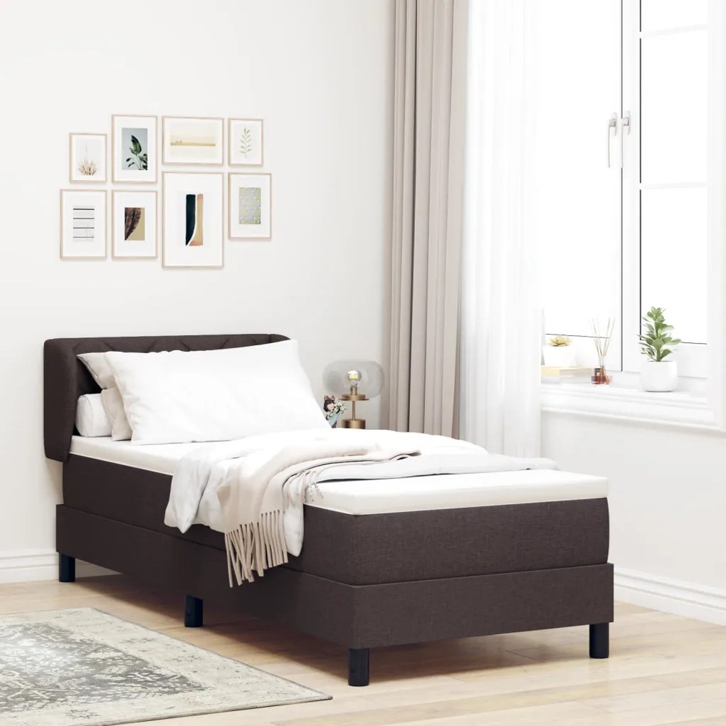 Boksz Rugós Ágy Matrac Kávébarna 80x200 cm Szövet