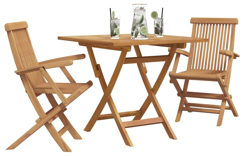 vidaXL Kert étkező szett 3 pcs Barna Tömör Akácfa