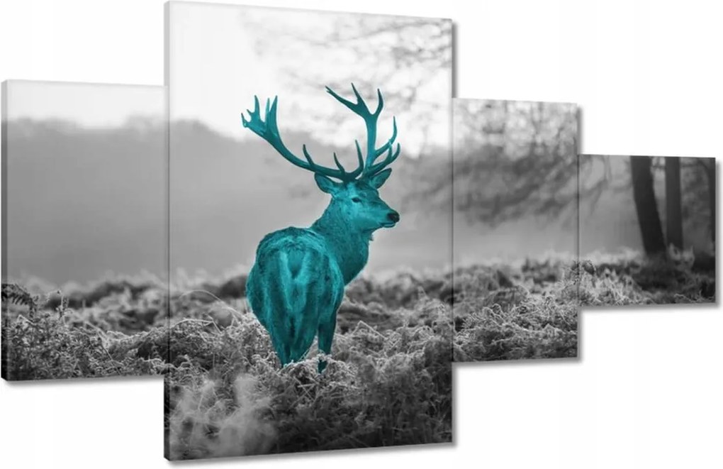 Vászonkép 130x80 Türkiz szarvas agancsokkal