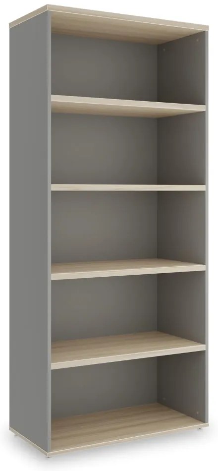 SimpleOffice magas szekrény 80 x 40 x 180 cm, világos tölgy / szürke