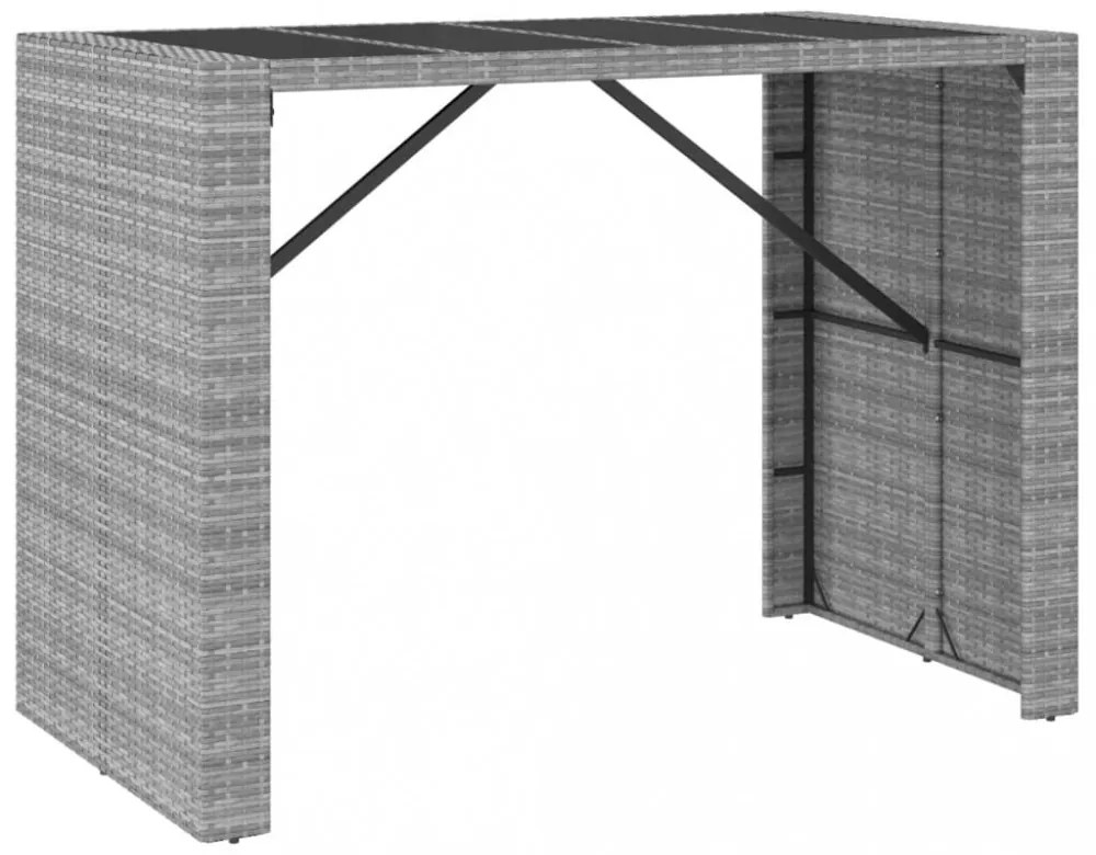 vidaXL 7 részes szürke polyrattan kerti bárszett párnákkal