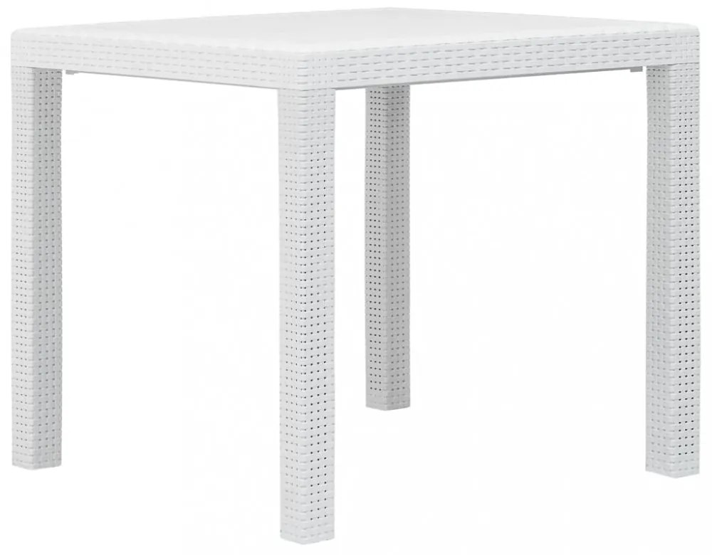 fehér rattan küllemű műanyag kerti asztal 79x79x72 cm