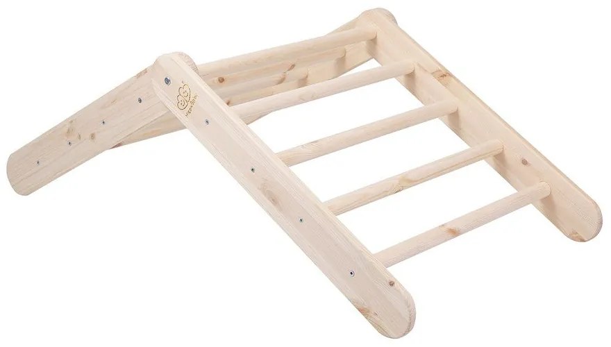 Világoskék-natúr színű borovi fenyő pikler háromszög 61x60x60 cm Montessori – Meowbaby