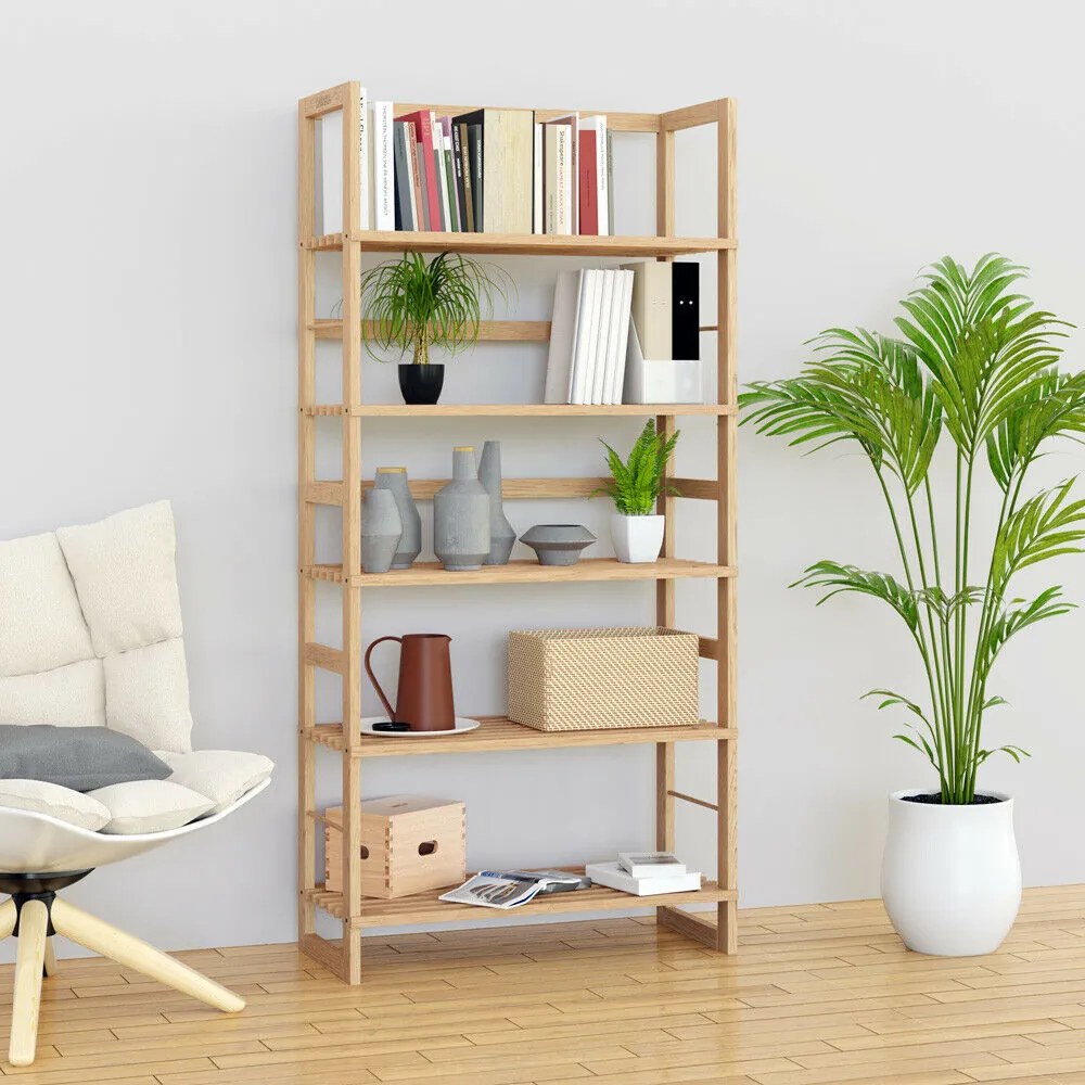 ÖLAND fa polcos állvány, 58x27x136cm, 5 polc, barna Casaria