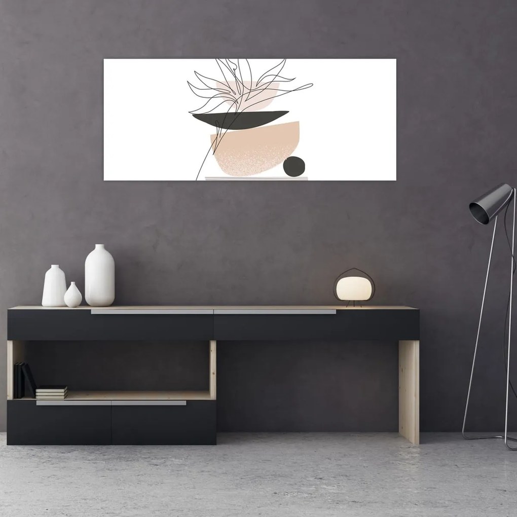 Kép - Vonal művészeti virágok N⁰1 (120x50 cm)
