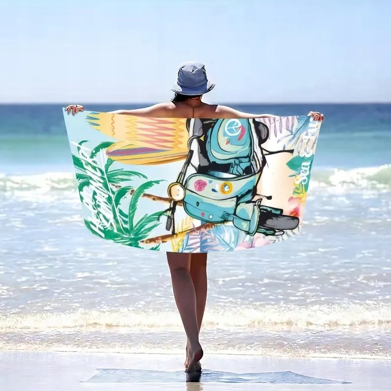 Strandtörölköző SEA AND FUN 100x180 cm színes, 100% mikroszálas