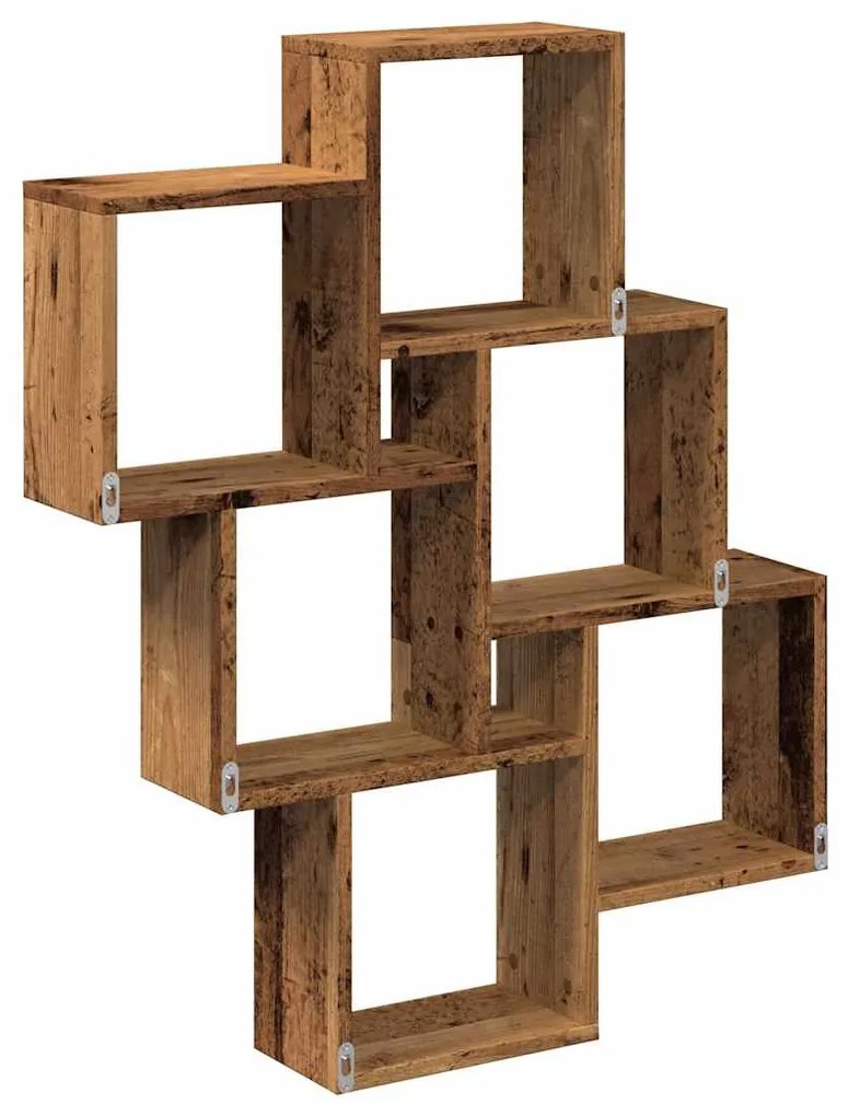 antik fa színű szerelt fa fali kockapolc 78 x 15 x 93 cm