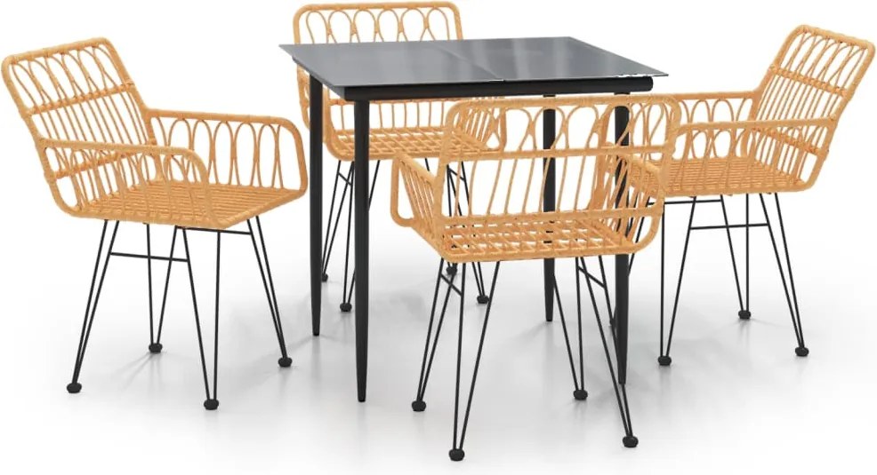 vidaXL 5 részes polyrattan kerti étkezőgarnitúra