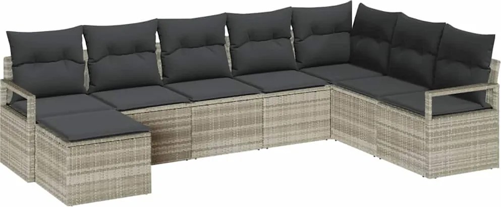 vidaXL Kanapé Szett párnával 7 pcs Világosszürke polirattan