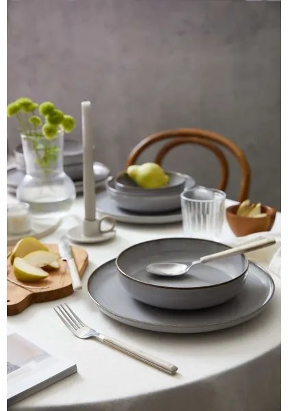 18 darabos szürke porcelán étkészlet