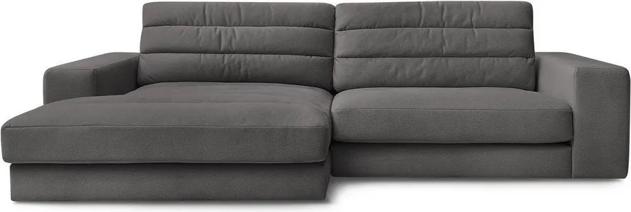 Antracitszürke bársony sarokkanapé (bal oldali-heverő résszel) Sierra – Bobochic Paris